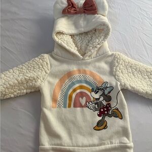 Disney Cream Hoodie with Minnie Mouse and Rainbow Design